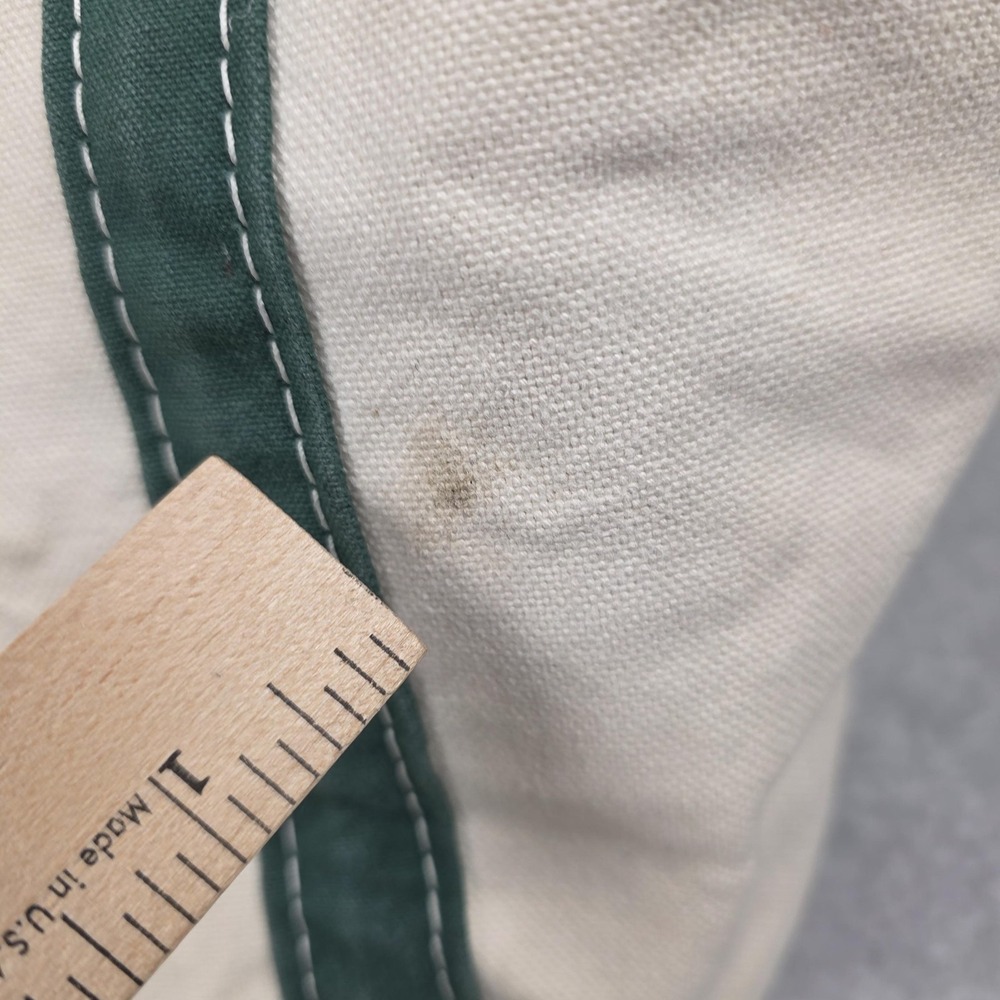 Vintage LL Bean Boat And Tote Womens Medium Beige Green Canvas Made In USA 80s - Picture 3 of 11